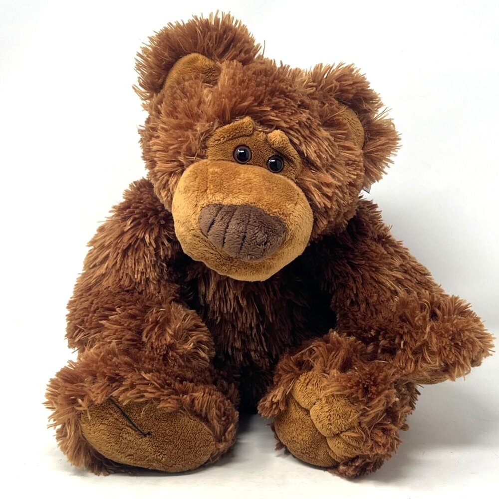 Kellytoy Plush Brown Bear‎ Brown Bow 10" Seated  Plush Stuffed Expressive Face